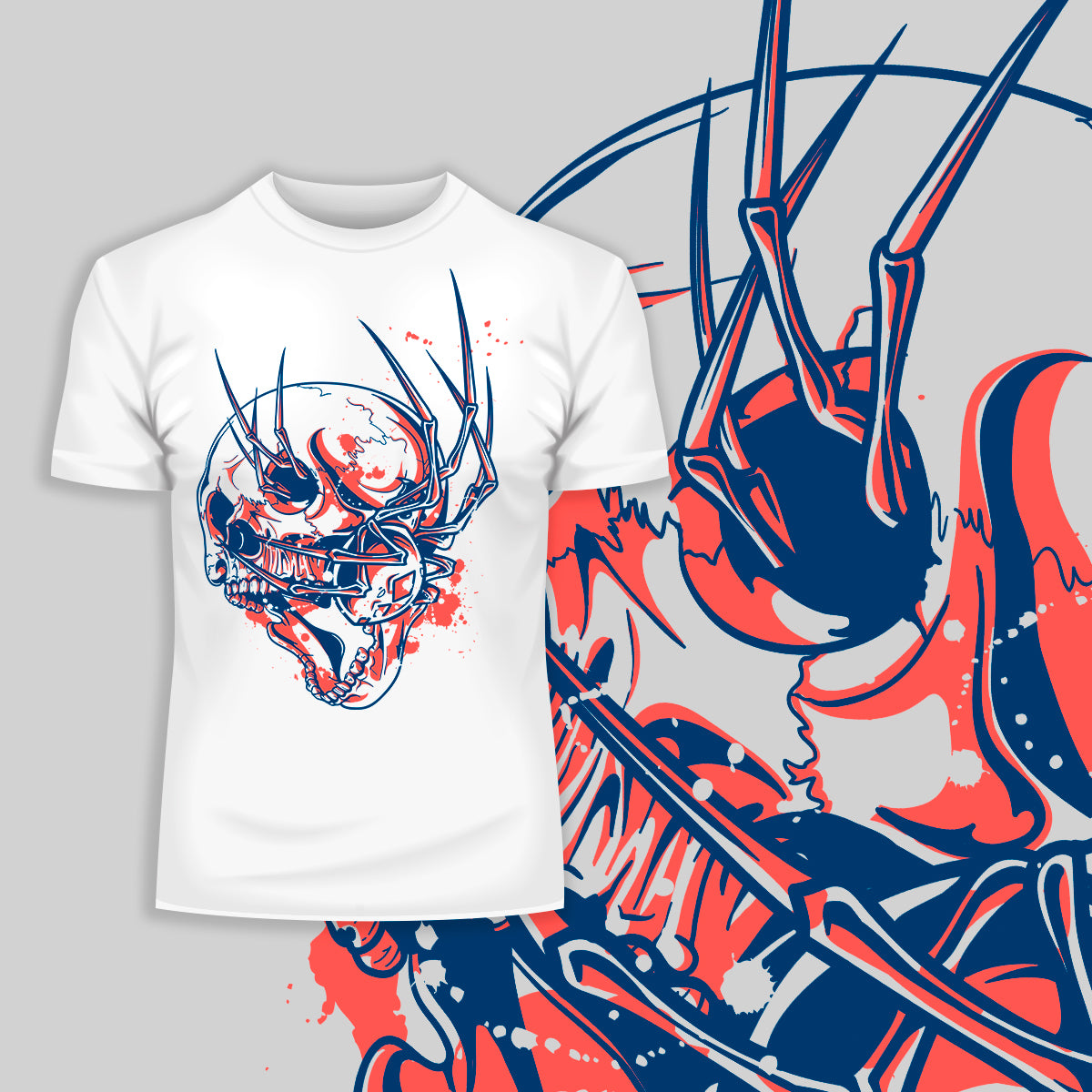 Urban Graffiti Scary Spider and Skull T-Shirt - Kuzi Tees