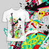 Urban Graffiti Sword Shield & Flower T-Shirt - Kuzi Tees