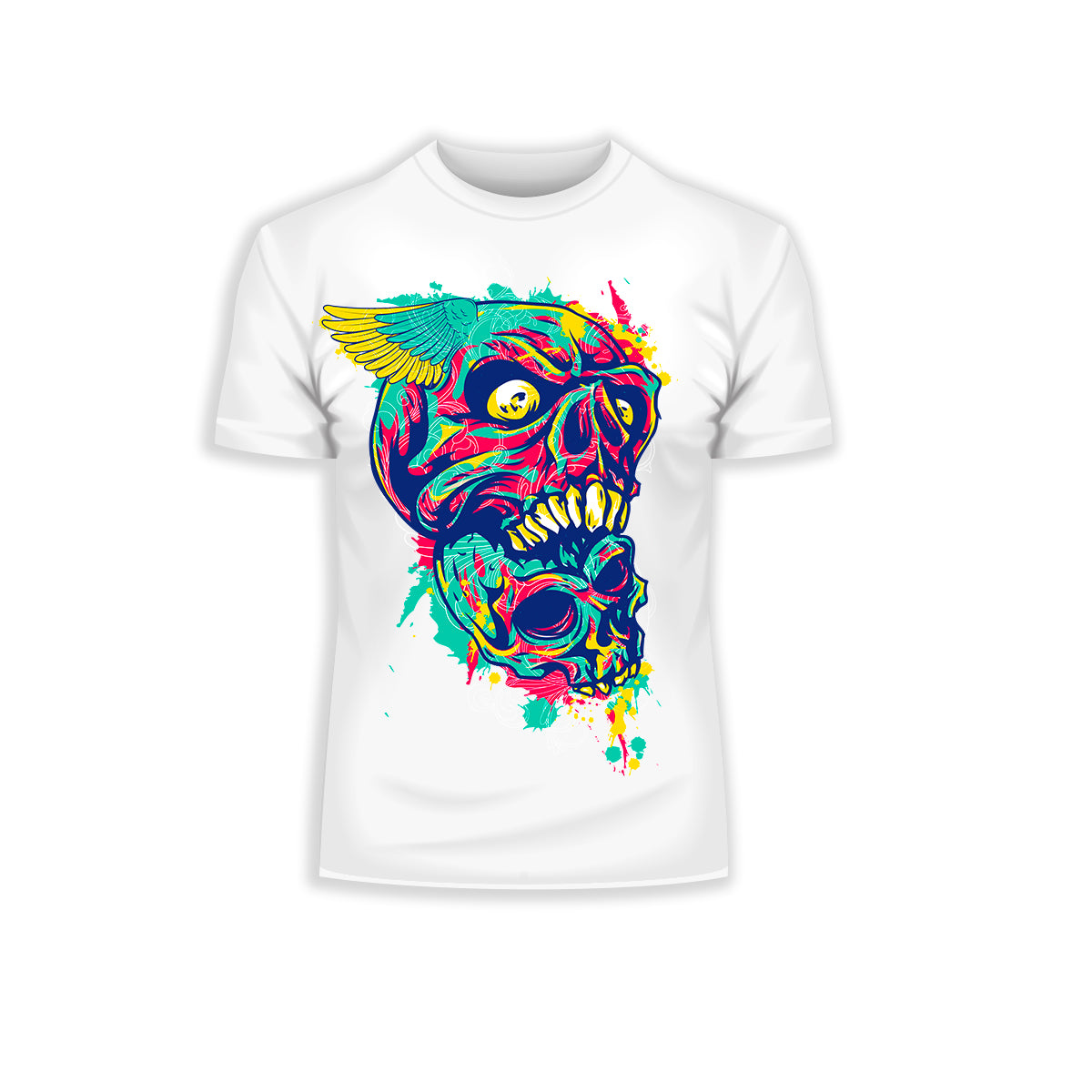 Urban Graffiti Two Demon Skull Angel Wing T-Shirt - Kuzi Tees