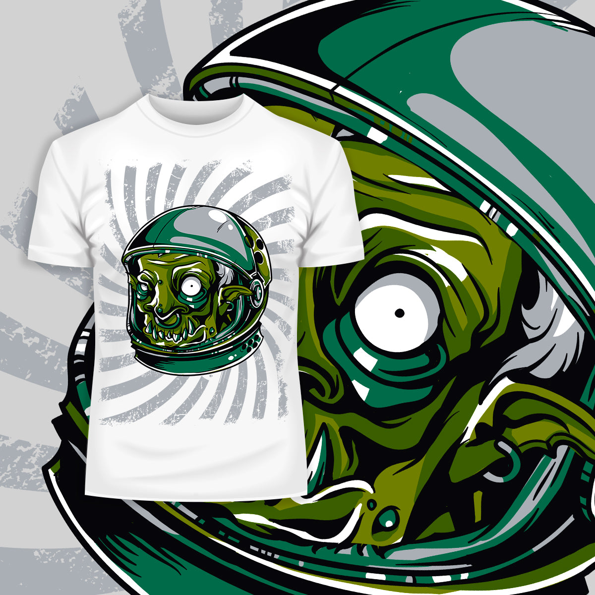 Urban Graffiti Zombie Monster Astronaut Illustration T-Shirt - Kuzi Tees
