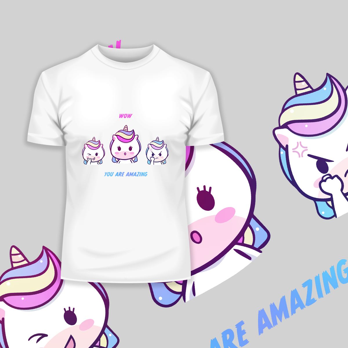 You are Amazing Unicorn Emoji Face Reaction WOW - Kuzi Tees