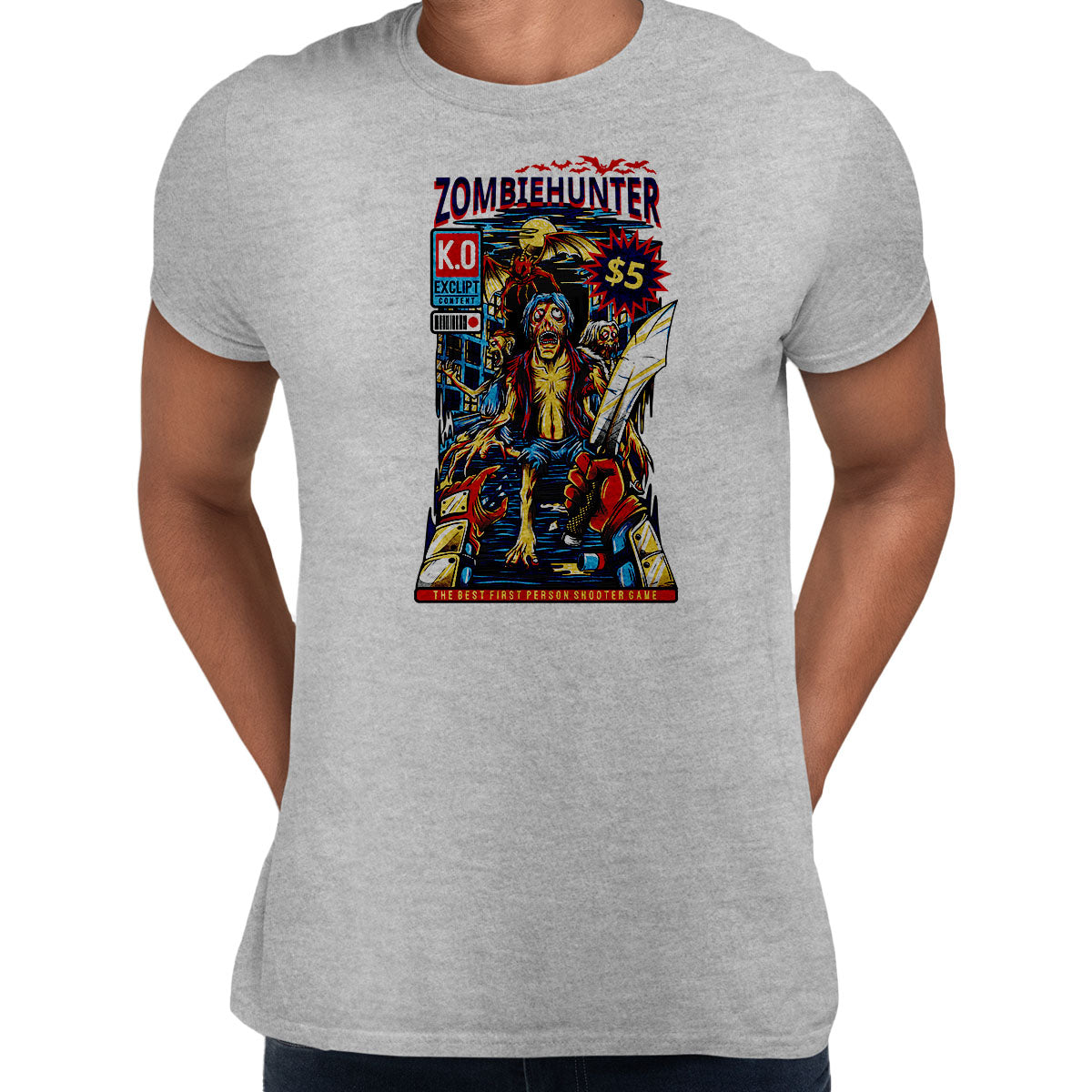 Zombiehunter - Retro Halloween Shooter Game Unisex T-shirt - Kuzi Tees