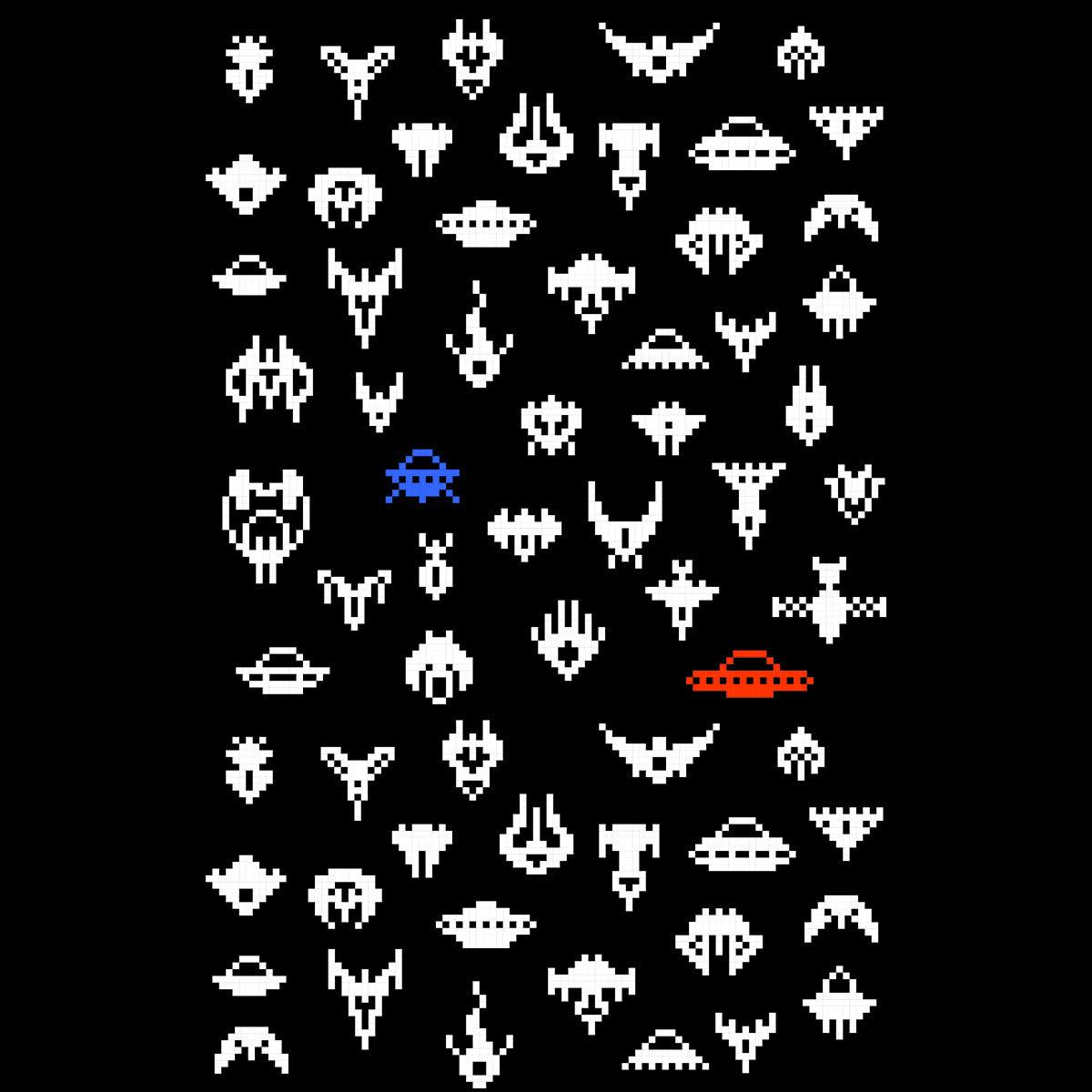 Alien Spaceships Retro Style 8 Bit Old Skool Pixel Art - Kuzi Tees
