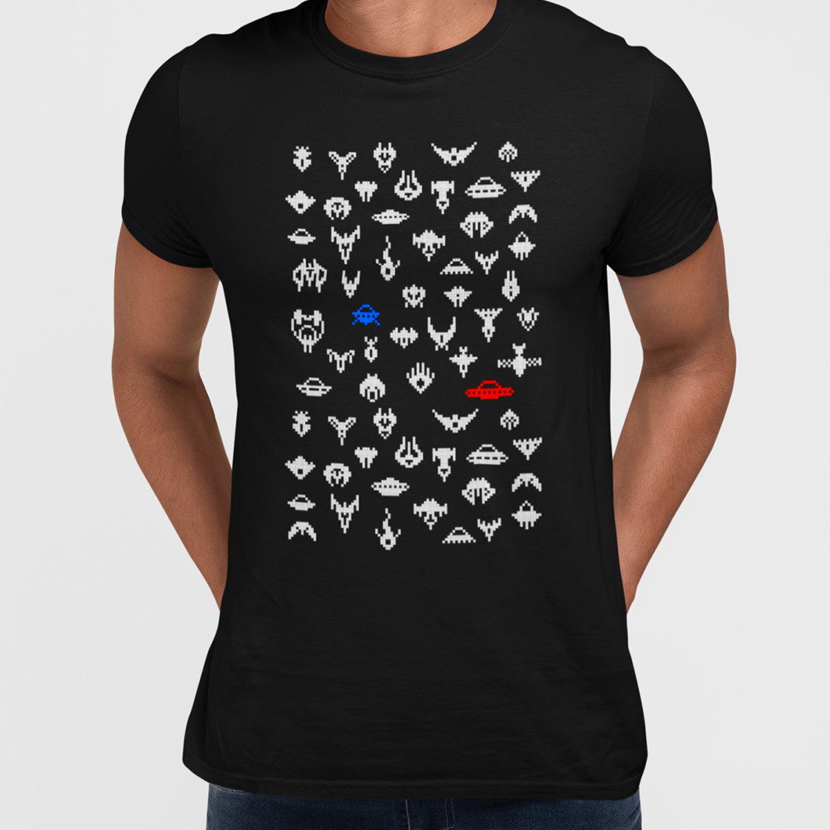 Alien Spaceships Retro Style 8 Bit Old Skool Pixel Art - Kuzi Tees