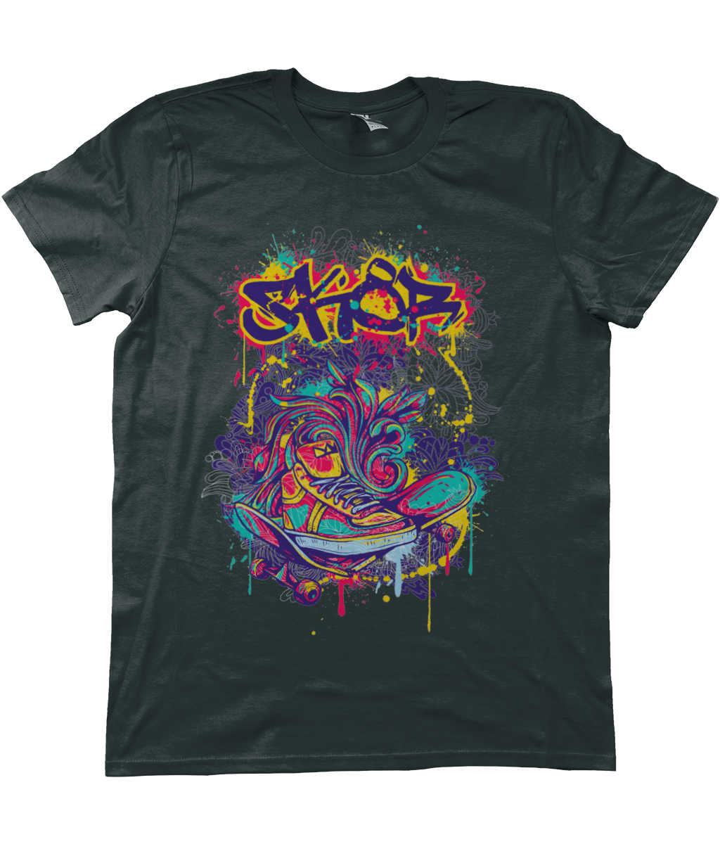 Urban Graffiti Skate & Trainers Detailed Illustration T-Shirt - Kuzi Tees