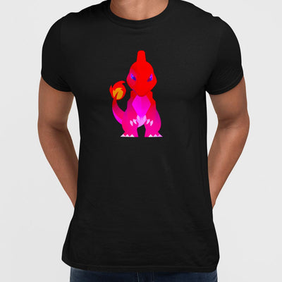 Charmeleon Flame and Fire Pokemon Go Generation one Black Crew Neck T-shirt - Kuzi Tees