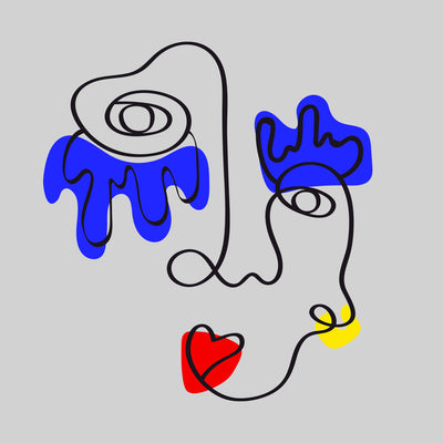 Old Skool Minimalist One Line Abstract Abstract Portrait One - Kuzi Tees