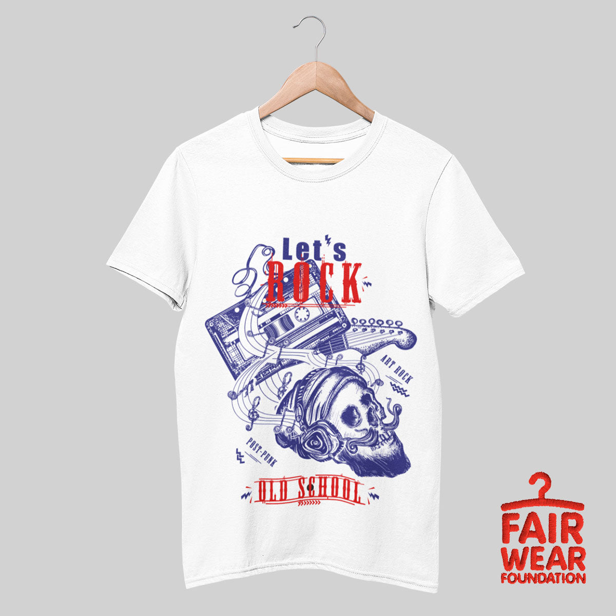 Retro Old Skool - Let's Rock Skull & Guitar - Kuzi Tees
