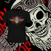 Biking Beard Skull Wearing a Biker Helmet T-shirt - Kuzi Tees
