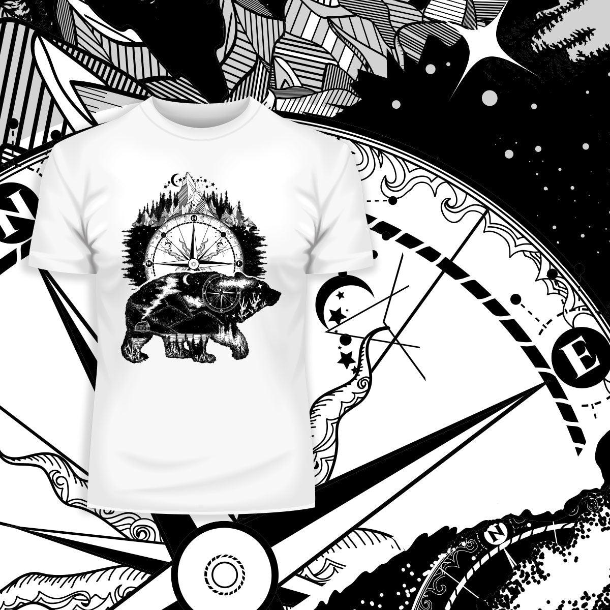 Abstract Polar Bear Black & White Unique Design - Kuzi Tees