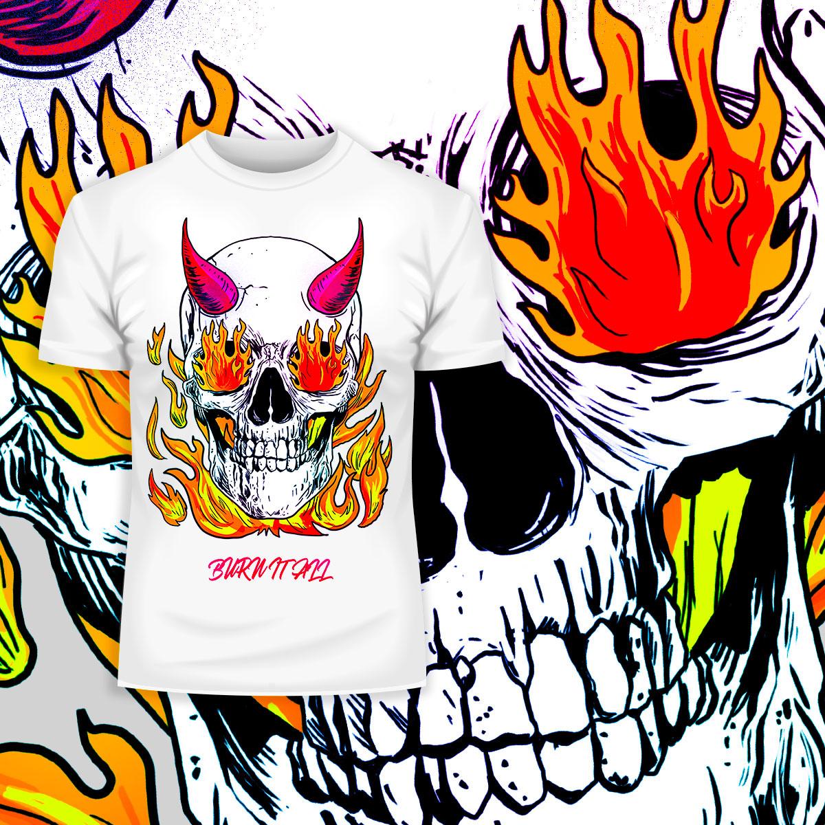 Brutal Skull Hell and Devil Flames T-shirts with an Attitude For men and women - Kuzi Tees