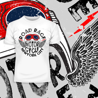 Road Race Motorcycle Vintage Cool Helmet T-Shirt - Kuzi Tees