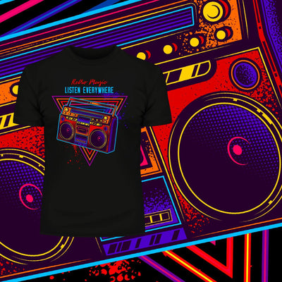 Cool Retro Old Cassette Player - Boombox Listen Everywhere - Kuzi Tees