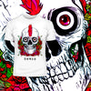 Punk Skull With Roses and Red Hair T-shirts with an Attitude For Men Crew Neck - Kuzi Tees