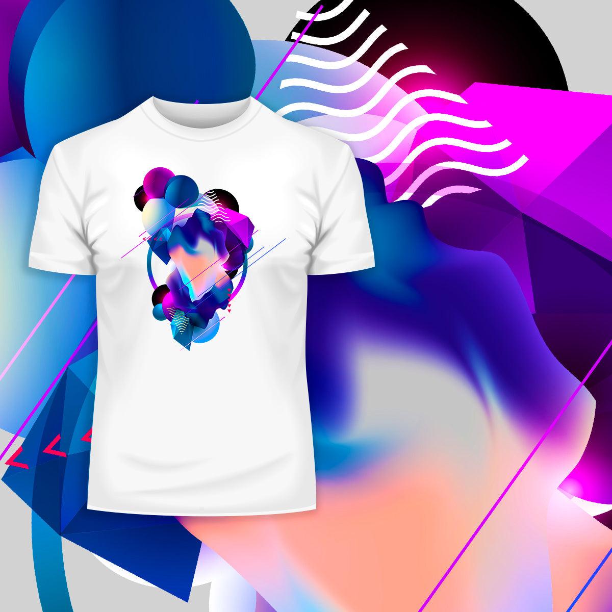 Floating 3D Fluid Abstract Geometric Elements Unique T-Shirt - Kuzi Tees