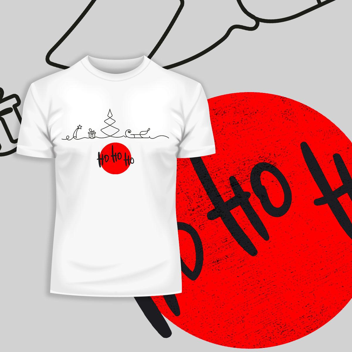 Abstract One Line Drawing Christmas Ho Ho Ho Tee - Kuzi Tees