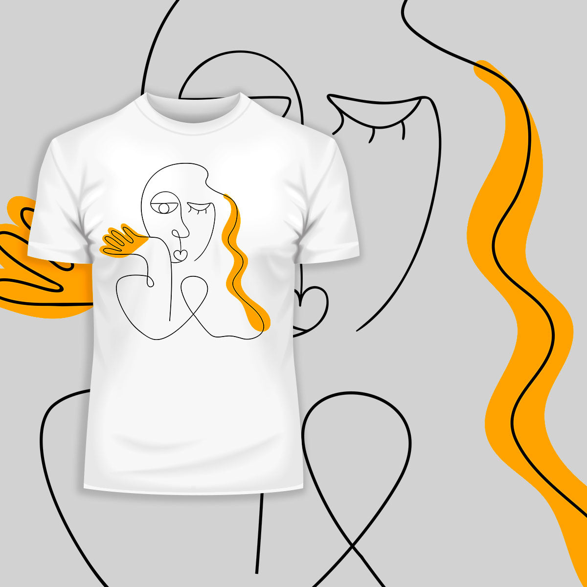 Old-Skool One Line Drawing Abstract Face Two - Kuzi Tees