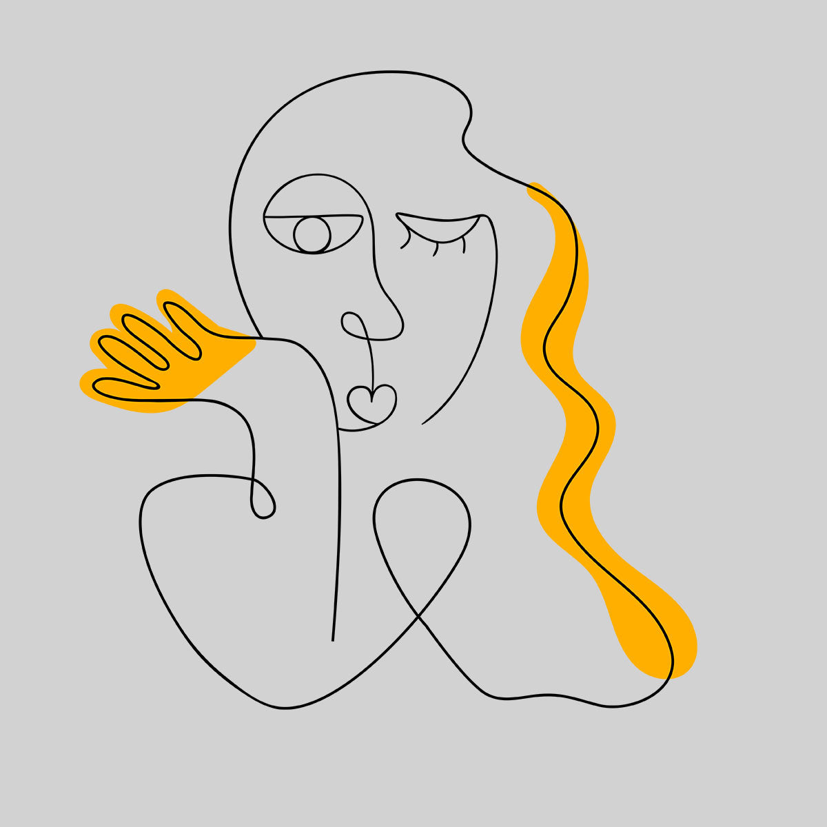 Old-Skool One Line Drawing Abstract Face Two - Kuzi Tees