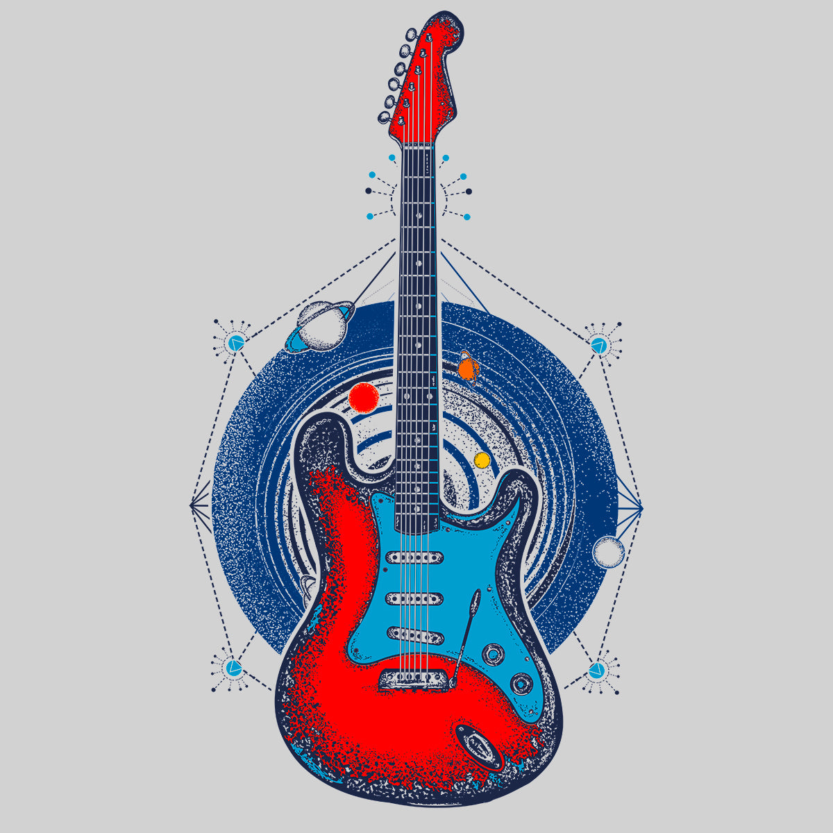 Retro Old Skool - Guitar & The Universe - Kuzi Tees