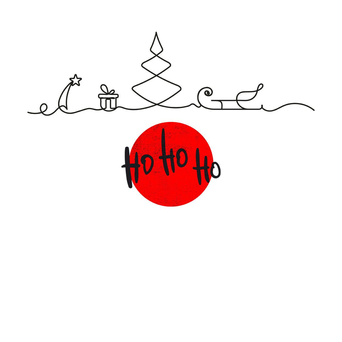 Abstract One Line Drawing Christmas Ho Ho Ho Tee - Kuzi Tees
