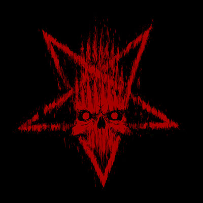 Red Blooded Pentagram sign with Skull Symbol - Kuzi Tees