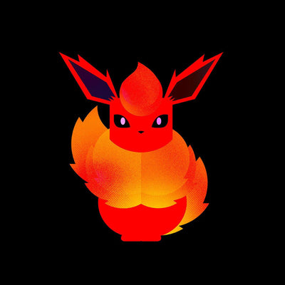 Flareon Flame and Fire & Flame Pokemon Go Generation One Black Crew Neck T-shirt - Kuzi Tees
