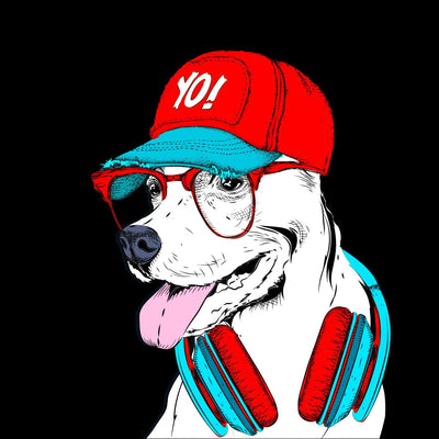 Hip Hop T-Shirt Dog with the Glasses and Hat - Kuzi Tees