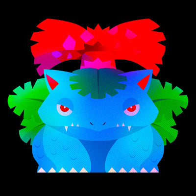 Venusaur  Dual-Type Grass Poison  Pokemon Go Crew Neck Black Tee - Kuzi Tees