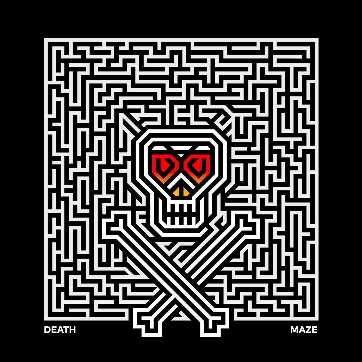 Halloween Death Maze Male Female Unisex festive Black White T-shirt - Kuzi Tees