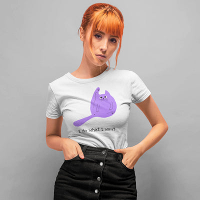 Stretching Kitten - I Do What I Want - Kuzi Tees