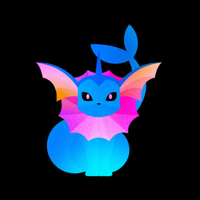 Vaporeon Bubble Jet Pokemon Go Generation One Crew Neck Black Tee - Kuzi Tees