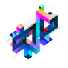 Abstract 3D multi-color geometrical composition T-Shirt - Kuzi Tees
