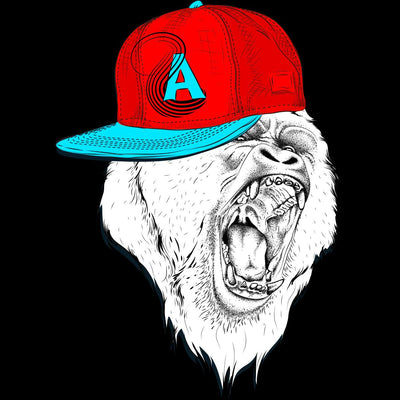 Hip Hop T-Shirt Gorilla with the Hat - Kuzi Tees