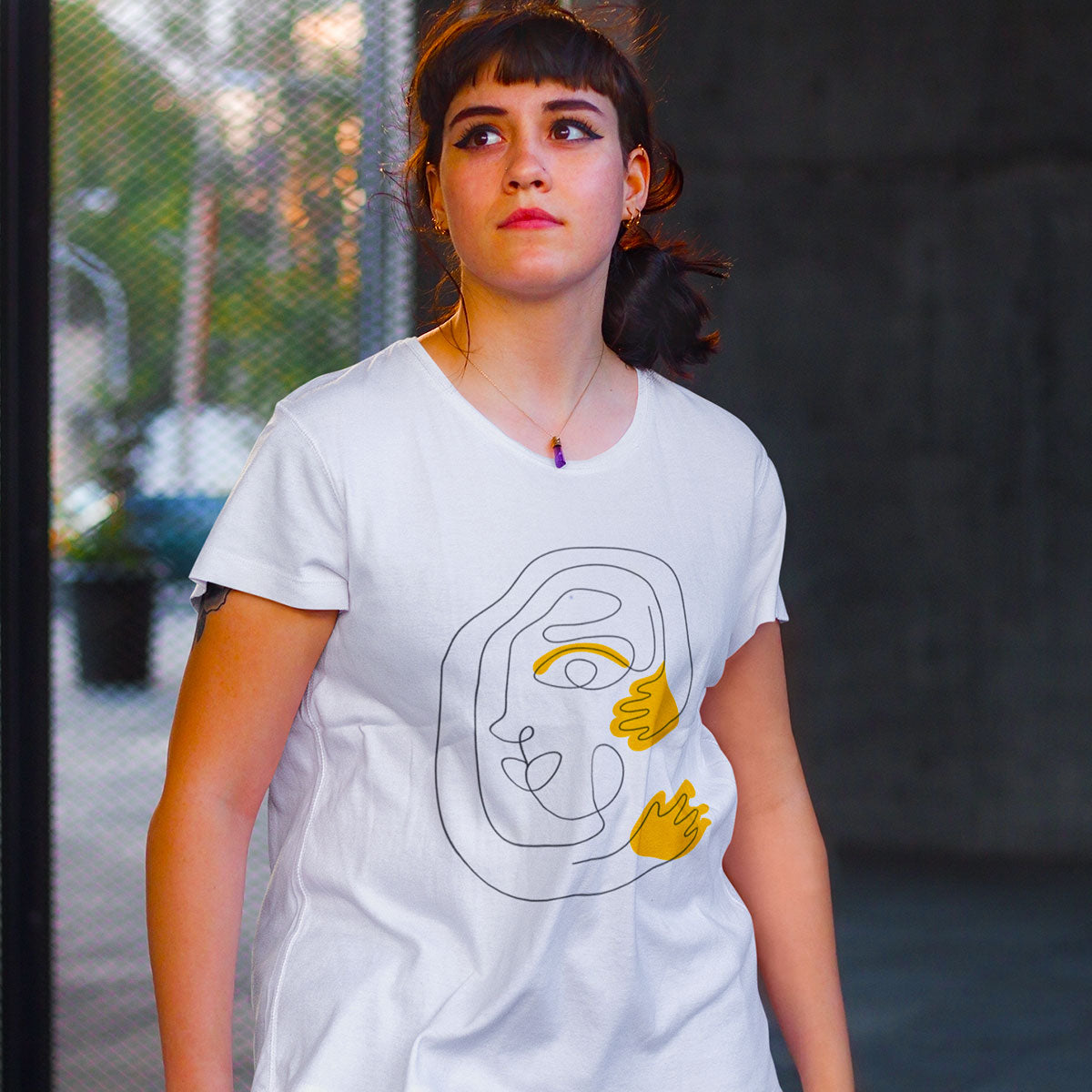 Old-Skool One Line Drawing Abstract Face Three - Kuzi Tees