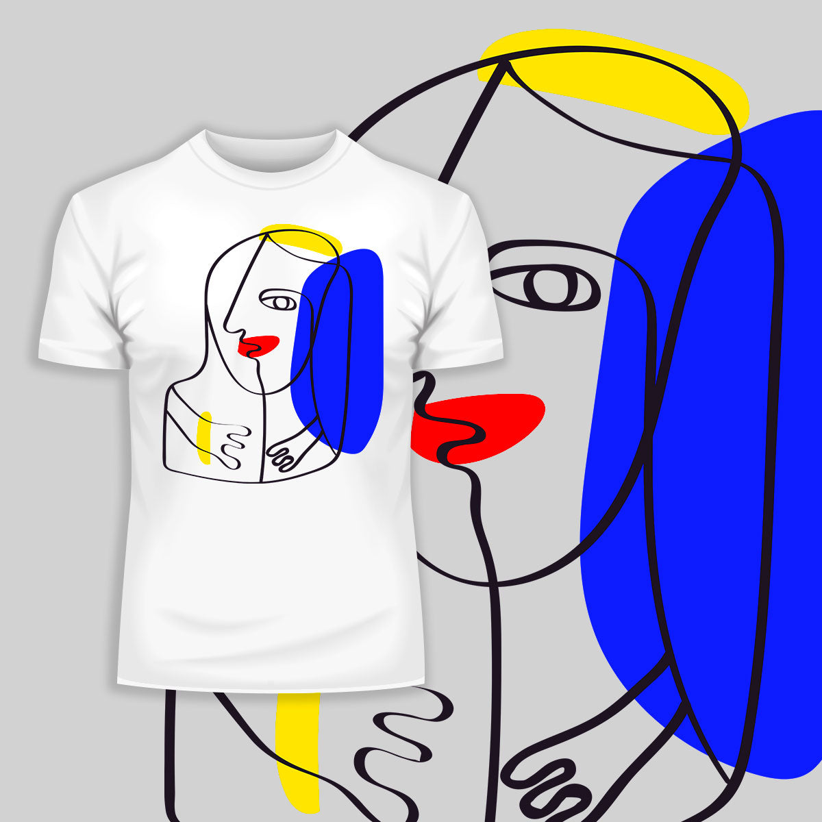 Old Skool Minimalist One Line Abstract Abstract Portrait Three - Kuzi Tees