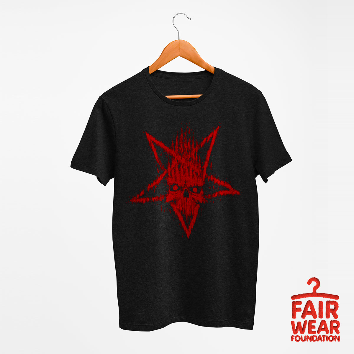 Red Blooded Pentagram sign with Skull Symbol - Kuzi Tees