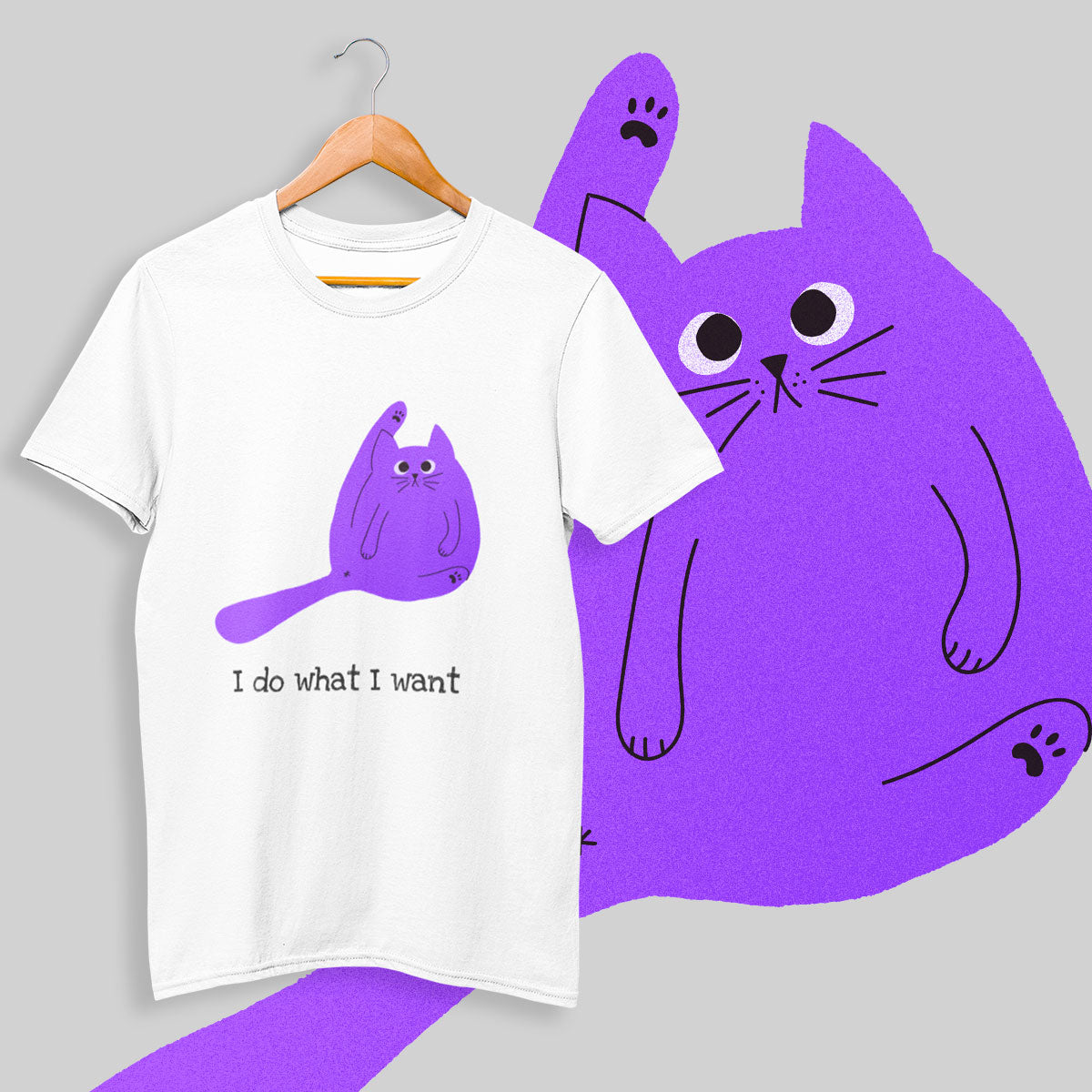 Stretching Kitten - I Do What I Want - Kuzi Tees