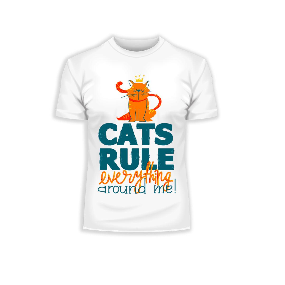 Cats Rule Everything Around Me - T-shirts For The Crazy Cat Ladies or Men - Kuzi Tees