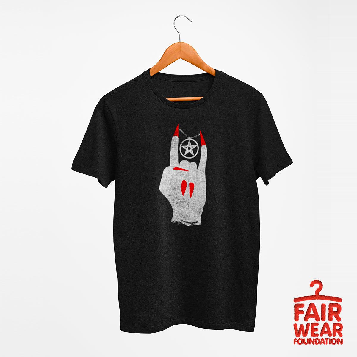 Hellish Sign with Pentagram chain Unique Occult T-Shirt - Kuzi Tees