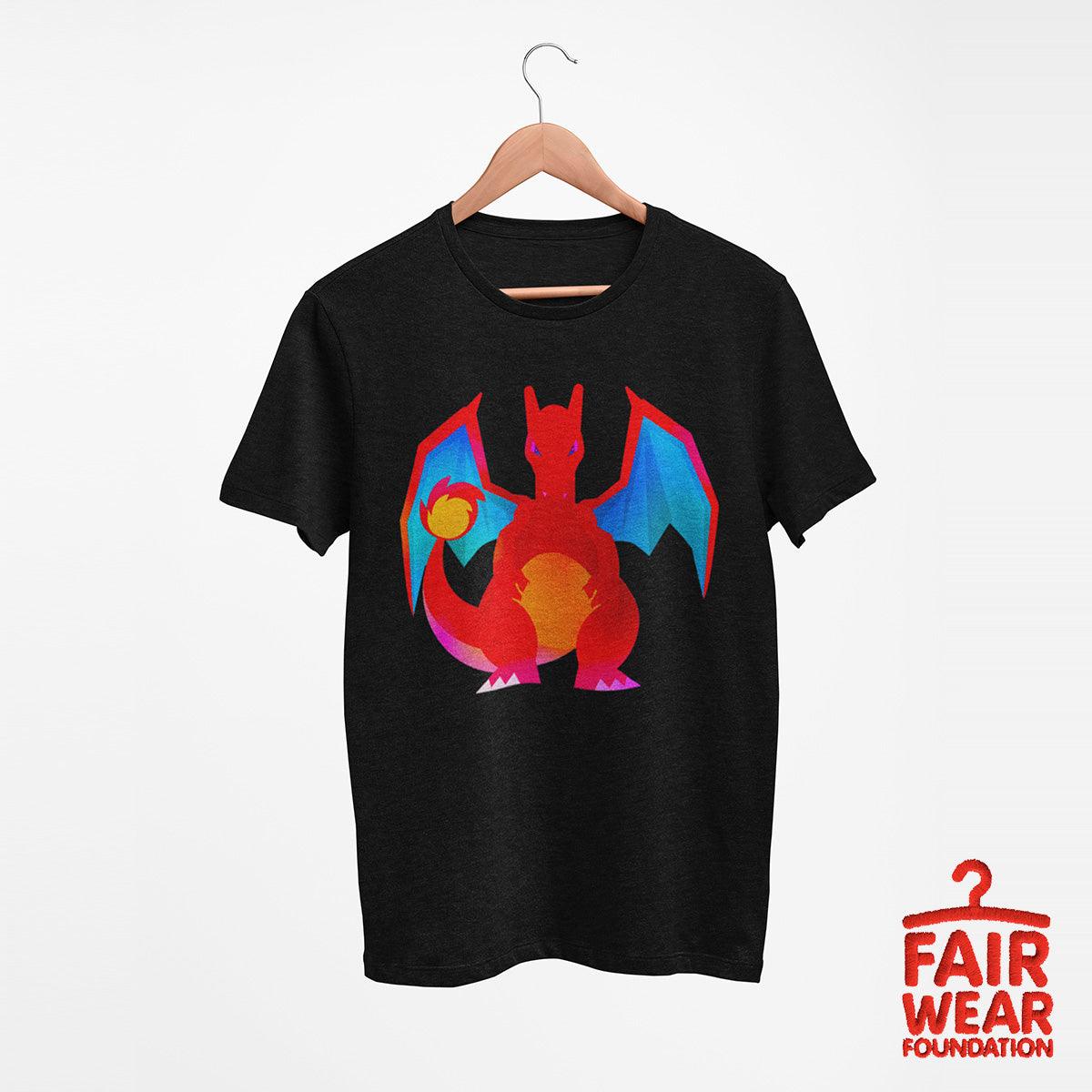 Charizard  Dual-Type Fire Flying Pokemon Go Generation One Black Tee - Kuzi Tees
