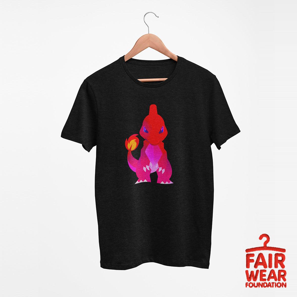Charmeleon Flame and Fire Pokemon Go Generation one Black Crew Neck T-shirt - Kuzi Tees