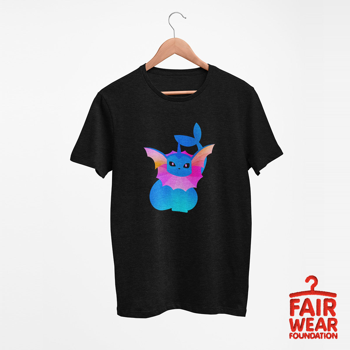 Vaporeon Bubble Jet Pokemon Go Generation One Crew Neck Black Tee - Kuzi Tees
