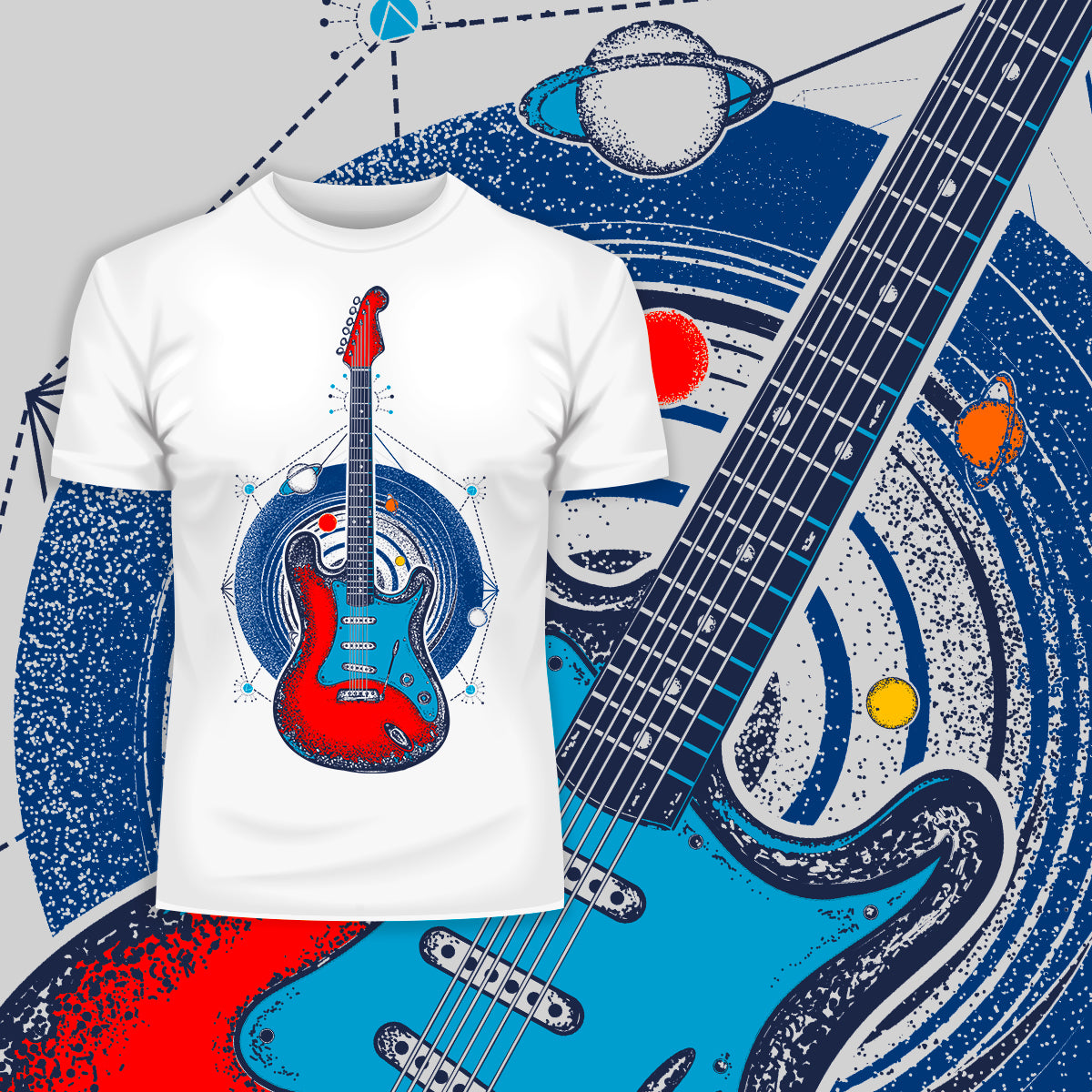 Retro Old Skool - Guitar & The Universe - Kuzi Tees