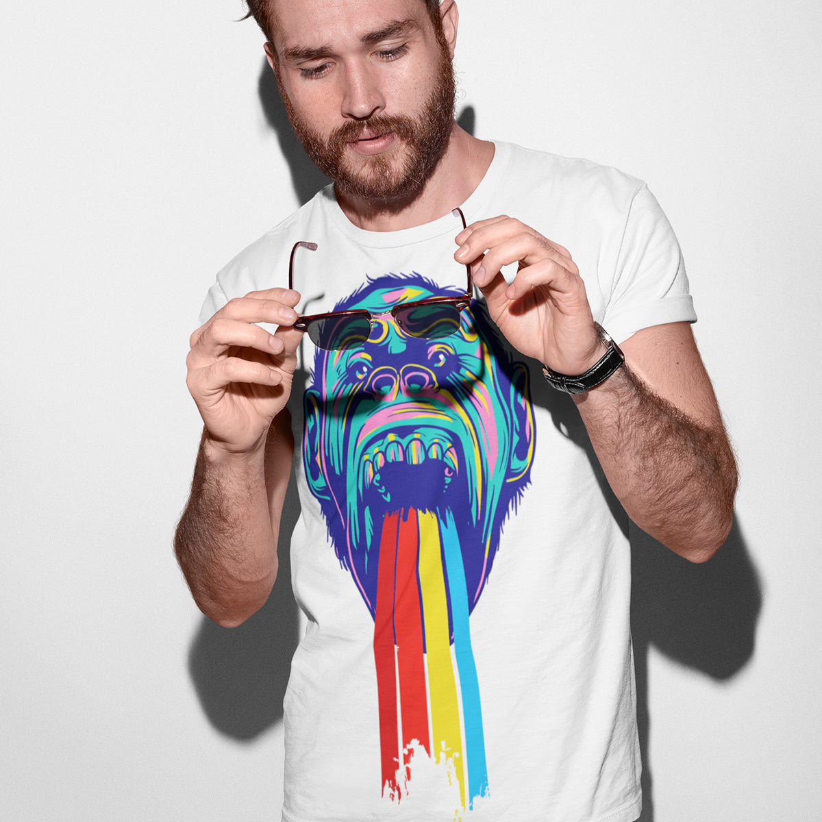 Urban Graffiti Monkey Go Happy Rainbow - Kuzi Tees
