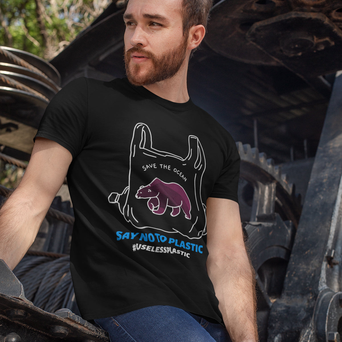 Say No to Plastic Save Polar Bears -  Eco T-Shirt Collection - Kuzi Tees