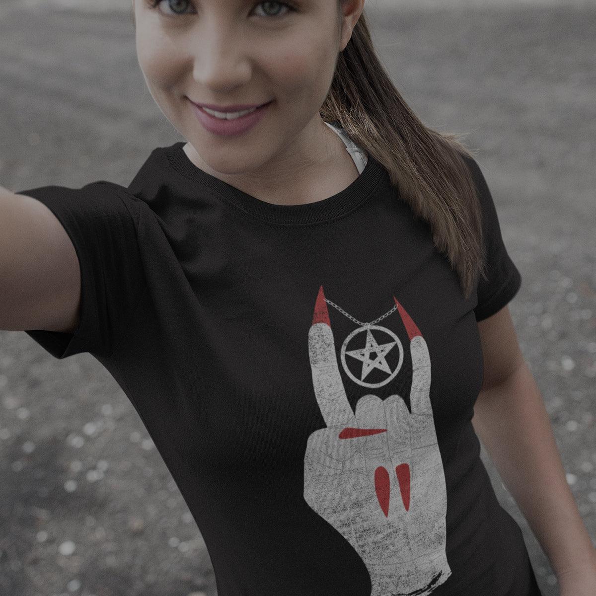 Hellish Sign with Pentagram chain Unique Occult T-Shirt - Kuzi Tees