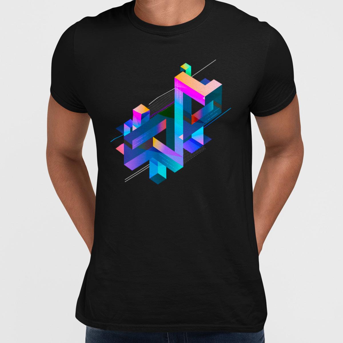 Abstract 3D multi-color geometrical composition T-Shirt - Kuzi Tees