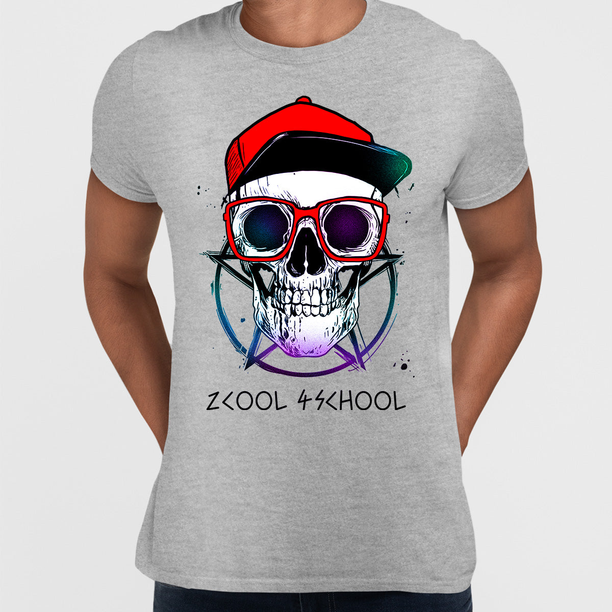 Old Skull With Glasses and Pentagram T-shirts with an Attitude For men and women - Kuzi Tees