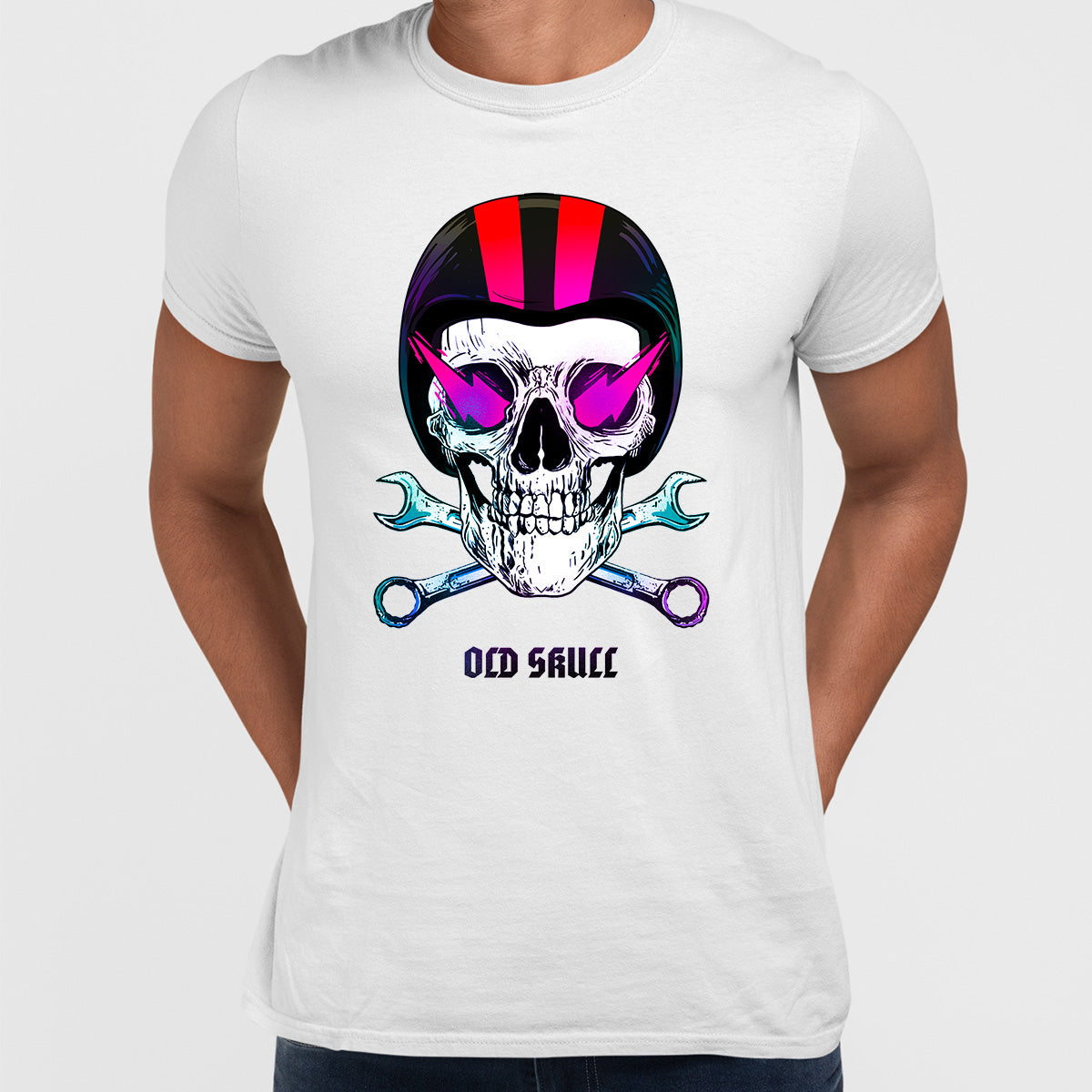 Old Skull Biker Helmet Harley T-shirts with an Attitude For men and women - Kuzi Tees