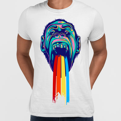 Urban Graffiti Monkey Go Happy Rainbow - Kuzi Tees